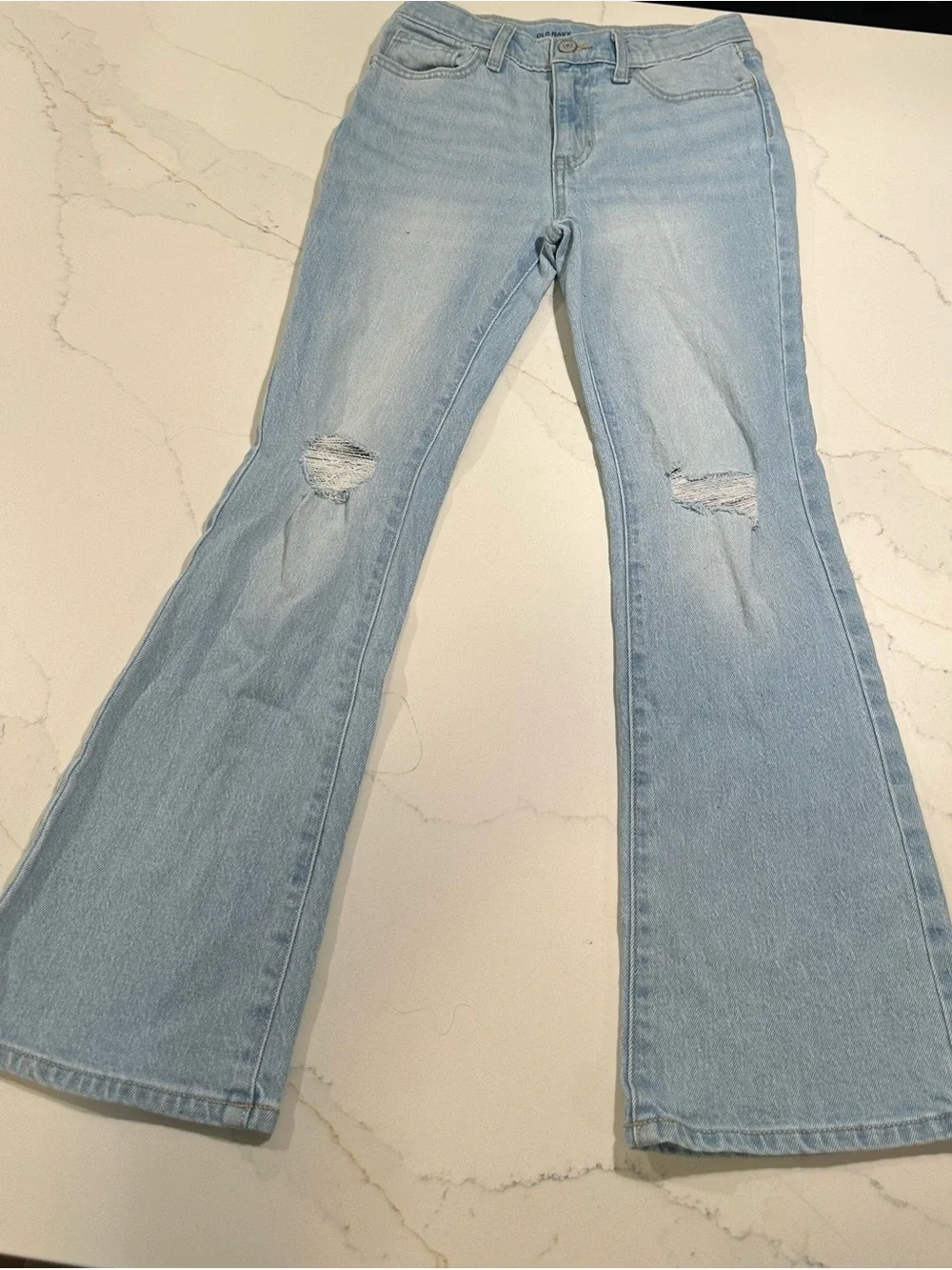 Old Navy Light Blue Distressed Flare Jeans